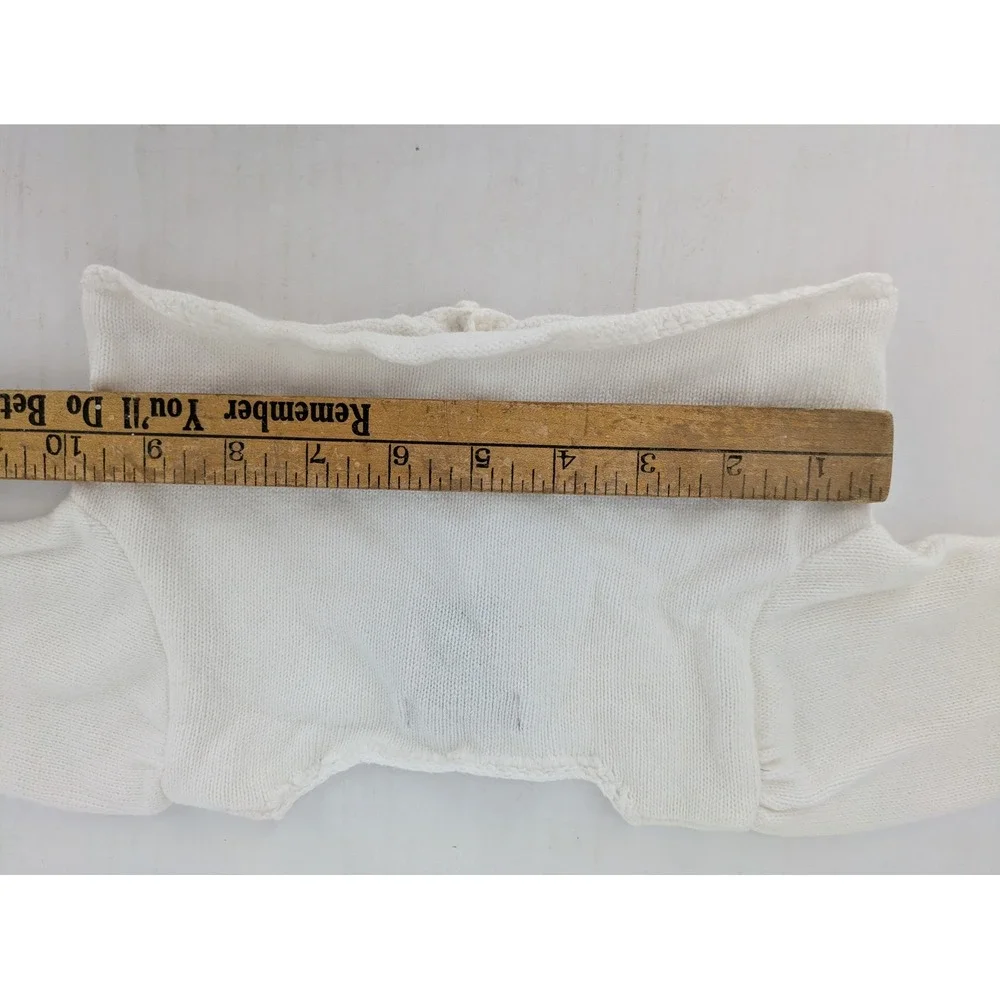 Ralph Lauren Shrug Cardigan Baby Girl 9M White 100% Cotton Crop Bolero Sweater